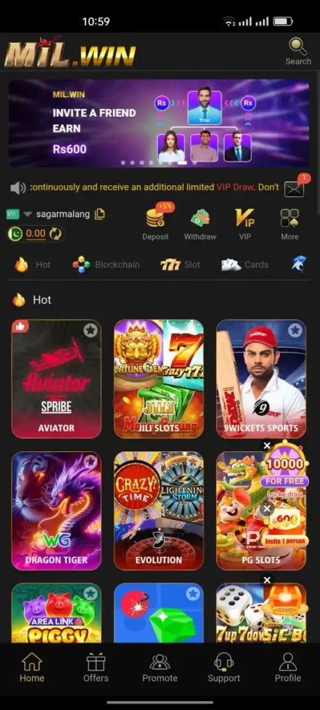 mil win game pk download apk